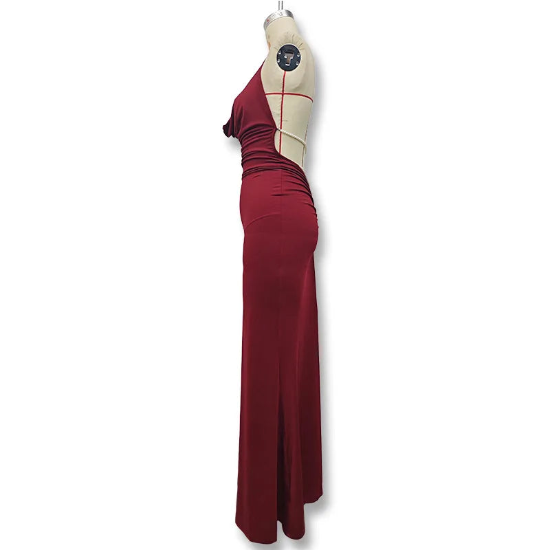New Swing Collar Sleeveless Elegant Backless Long Dress Spicy Girl Solid Color Sexy Y2K Women Long Skirt Summer Fashion Dresses