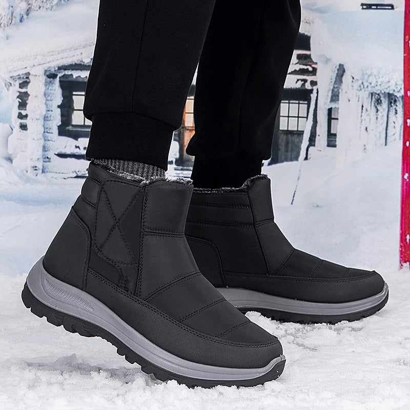 New Winter Men's Boots Snow Boots Thicken Warm Plush Waterproof Non-slip Outdoor Casual Ankle Boots Size 36-46 Men Cotton Shoes