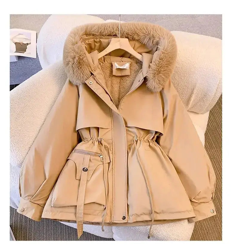 Detachable Pai Overcomes Women's Winter 2026 New Casual Down Cotton Thicken Hooded Coat Female loose Warm Wool Overcoat BAZAARHUBO