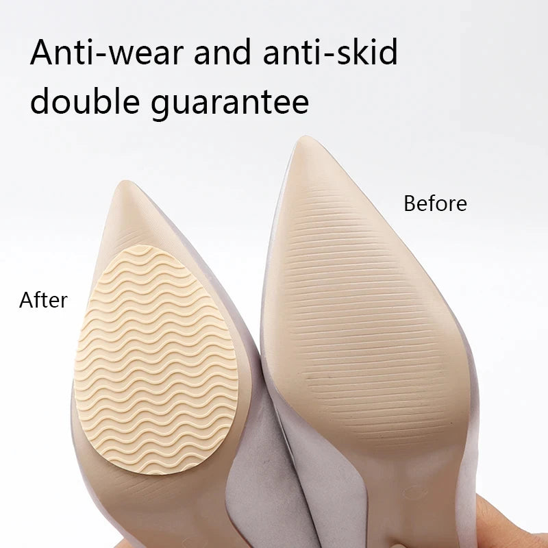 Women High Heels Rubber Sole Protector Non-Slip Wear-Resistant Forefoot Pads Self-Adhesive Insoles Sole Repair for Comfort