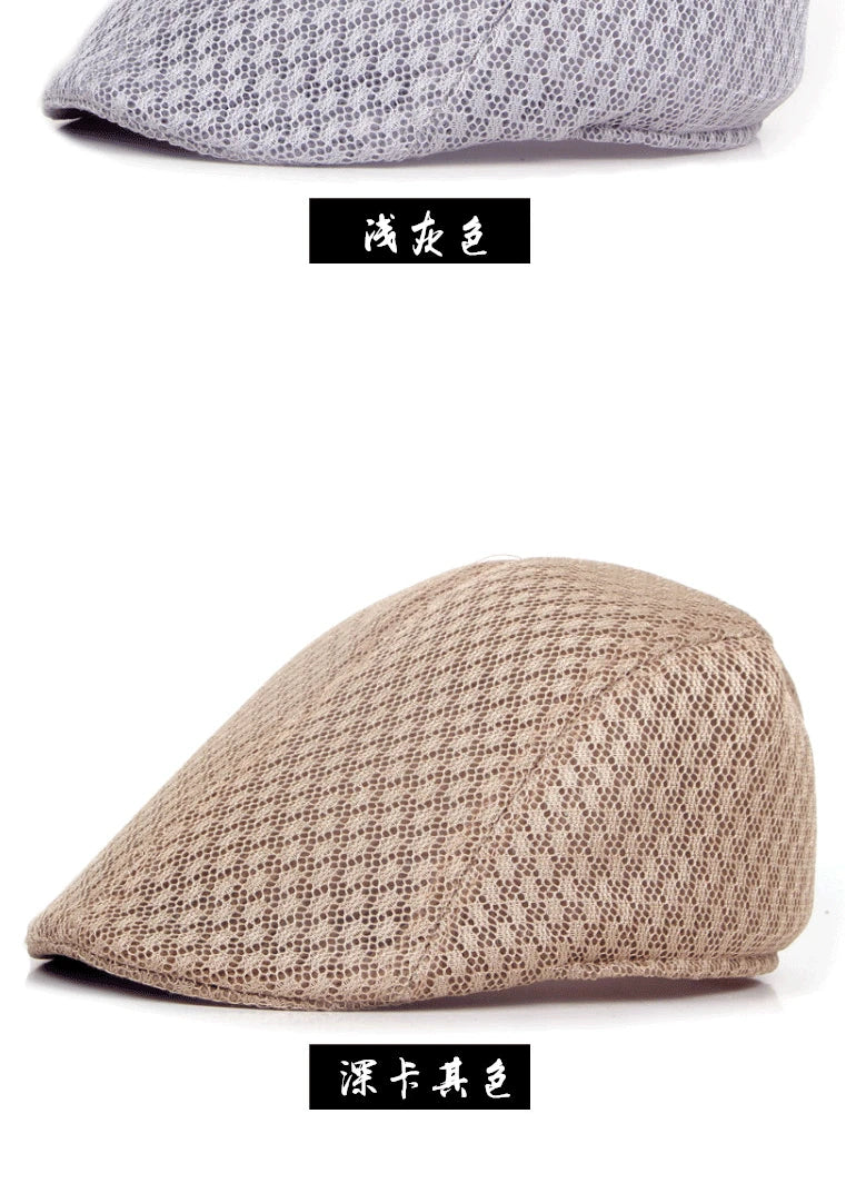Big Head 58-61cm Summer Men Newsboy Breathable Cap Mesh Cabbie Golf Driving Sun Flat Beret Hats Caps Visors BAZAARHUBO