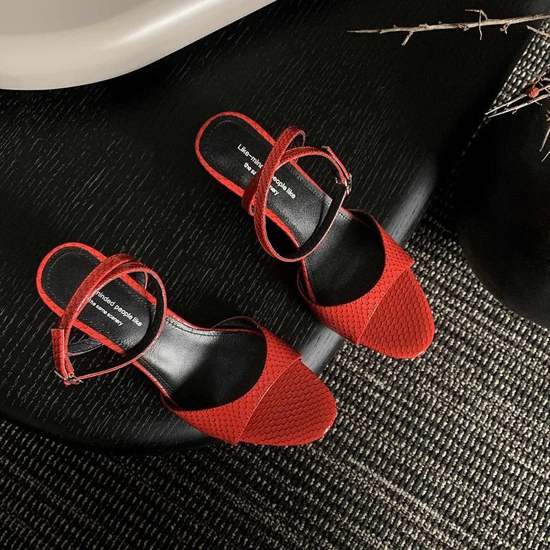 QUTAA 2025 Sexy Women High Heels Sandals Open Toe Pumps Shoes Slingbacks Party Genuine Leather Ankle Strap Shoes Office 34-40