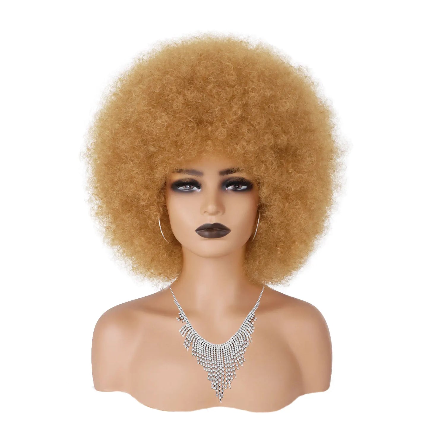 Synthetic 70s Afro Curly Wigs for Black Women Glueless Wear Soft Black Large Bouncy Natural Looking Full for Daily Party Use