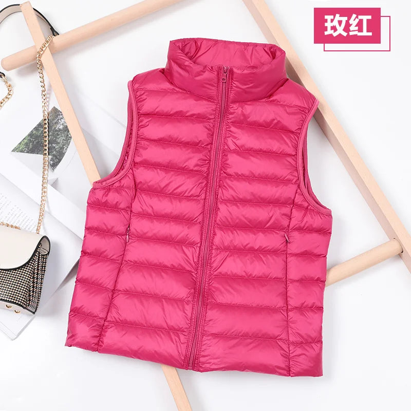 Ultralight Down Vest Women 2026 New Sleeveless Jacket Female White Duck Down Waistcoat Female Warm Puffer Jacket Outwear M-8XL