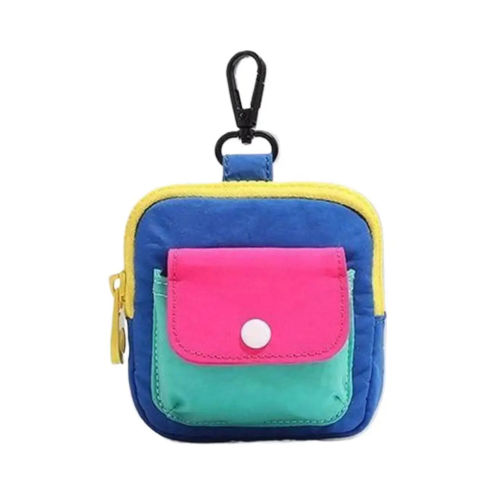 Dopamine Color Mini Wallet Keychain Coin Purse Mini Zipper Earphone Bag Cute Backpack Accessory Pendant Gift for Women