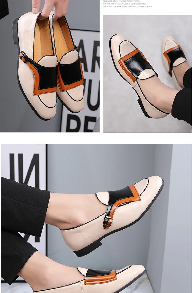 Luxury Designer New Monk Strap Blue and White Oxford Shoes For Men's Formal Wedding Prom Dress Homecoming Sapatos Tenis Masculin