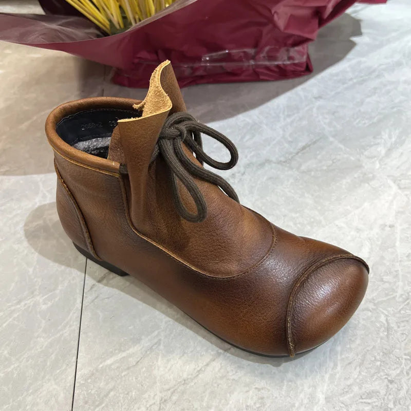 Careaymade-Genuine leather women's boots Fashion retro warm Oversized shoes cow leather Pure handmade ankle boots Casual boots