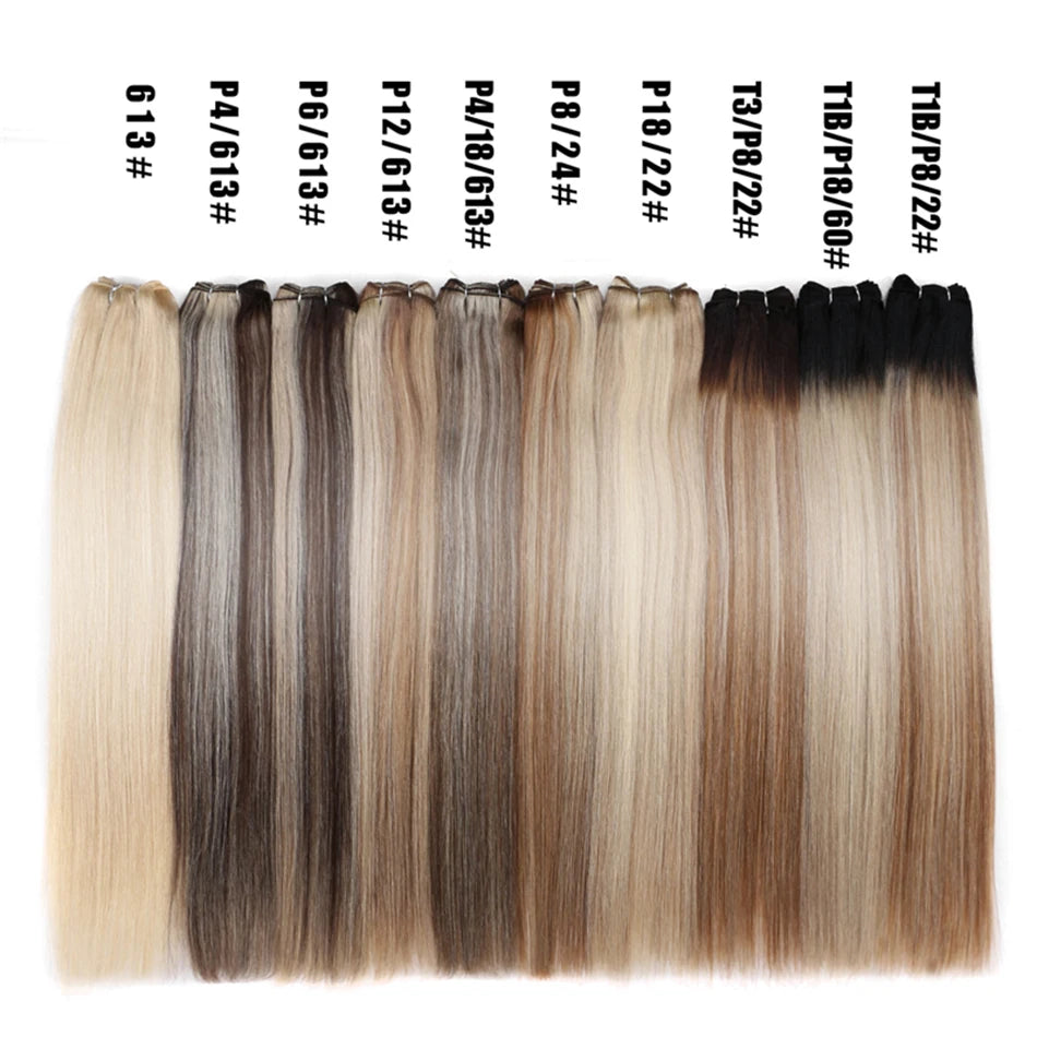 Straight Human Hair Weave Extensions Ombre Blonde Bundles Extensions 100g/Pcs 16"-28"  Straight Remy Skin Double Weft Hair