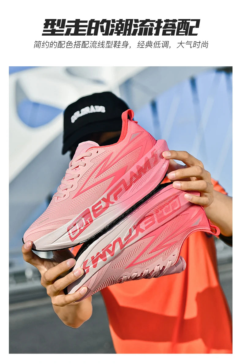 Men Running Shoes Carbon Plate Speciality Marathon Sports Breathable Lightweight Women's Comfortable Nonskid Leisure Sneakers