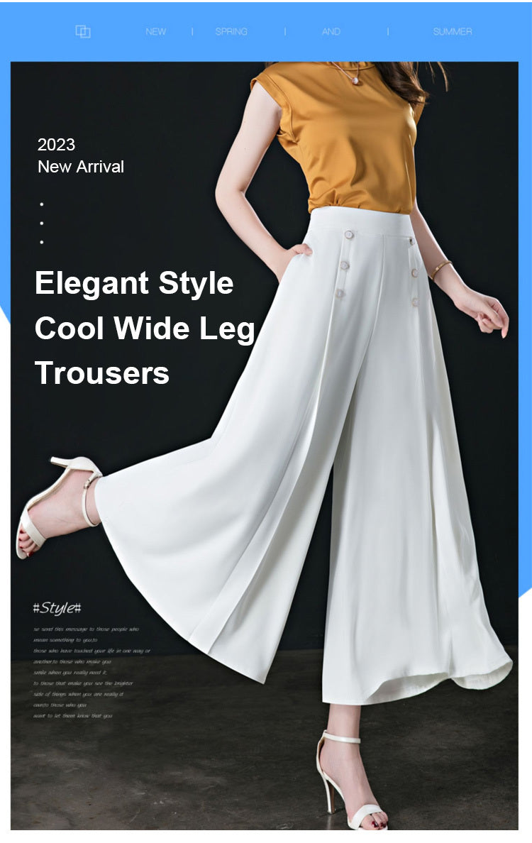 Women's Nine Loose Skirt Pants Draped Wide Leg Pants Spring Cool High Waist Slim Fashion Big Leg Pants Street Lounge Trousers