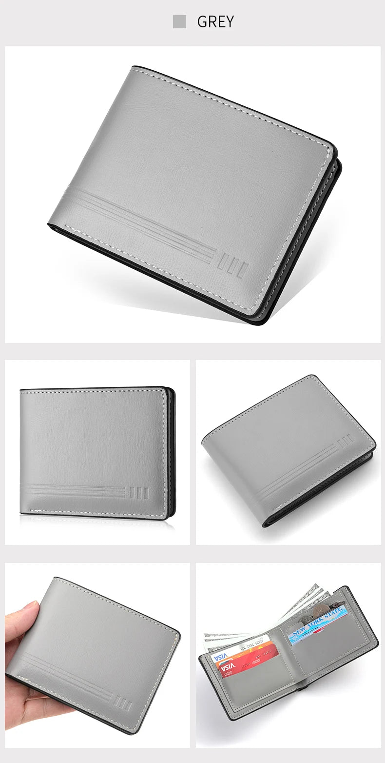 Men's Business Retro Short Wallet PU Leather Zipper Coin Purse Multi-Slot Multi-Functional Men's Wallet