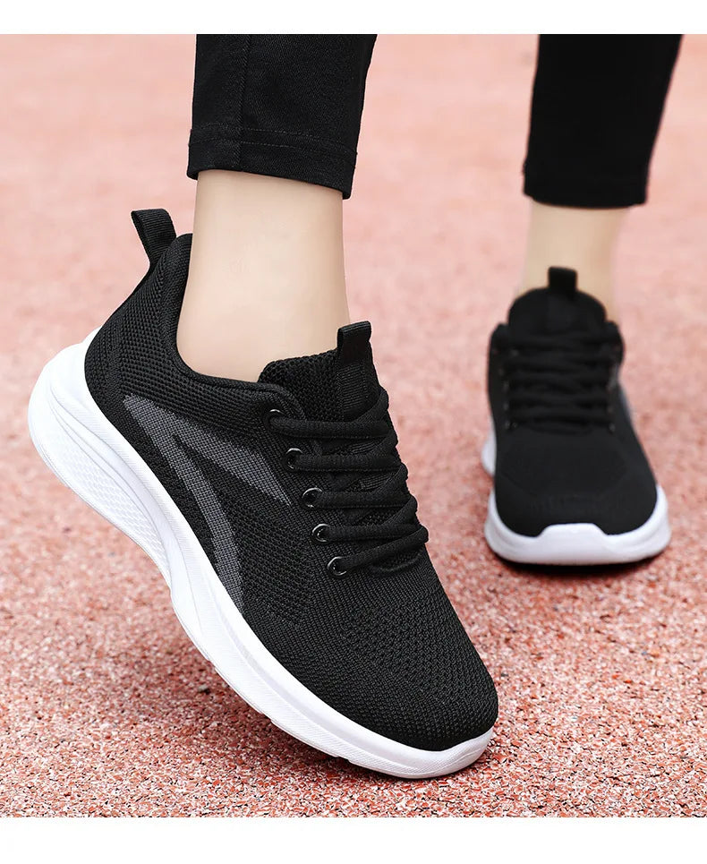 Women Casual Sport Shoes Breathable Lightweight Sneakers Outdoor Mesh Black Running Shoes Athletic Jogging Tenis Walking Shoes