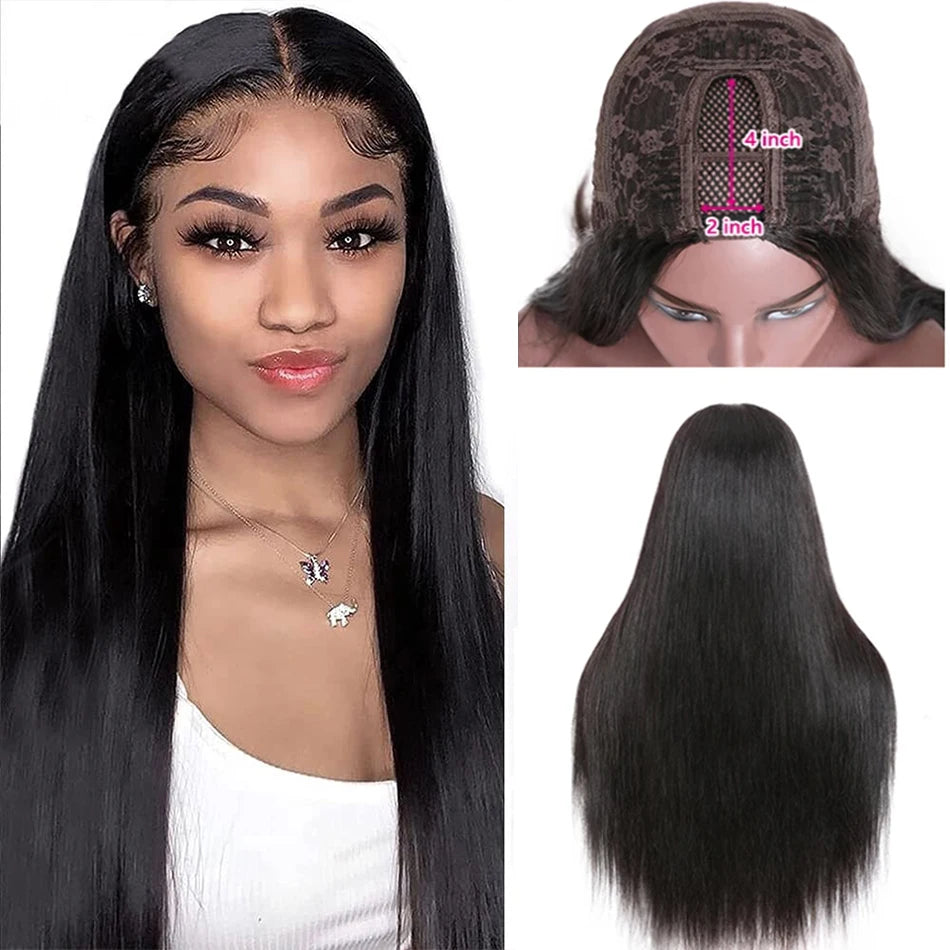 Straight Wigs Cheap U Part Wig Brazilian Human Hair Wigs For Women Virgin Hair Hot Sale Middle U Shape Wig 200 Density Wholesale