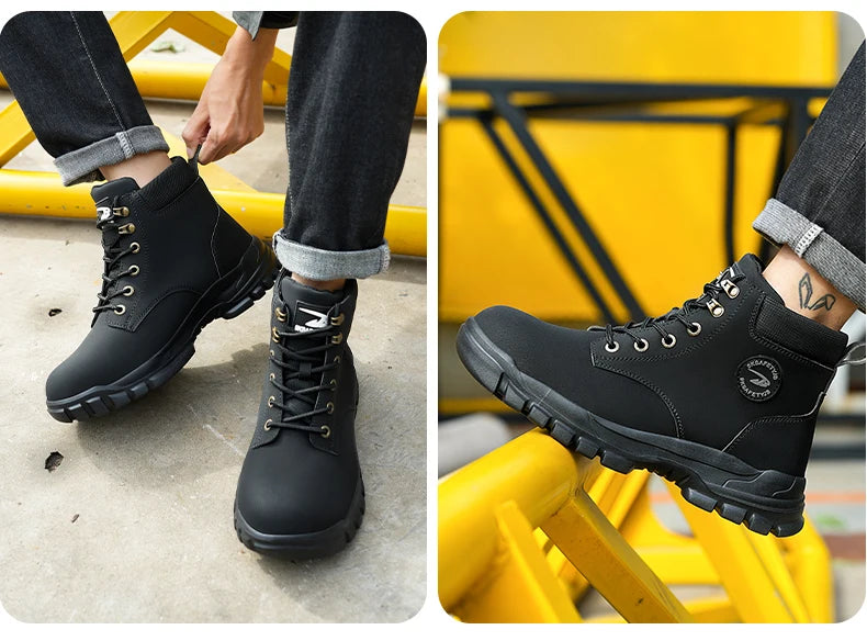 Men Protective Boots Steel Toe Shoes Anti-Smash Anti-Puncture Work Boots Safety Shoes Indestructible Winter Boots Waterproof