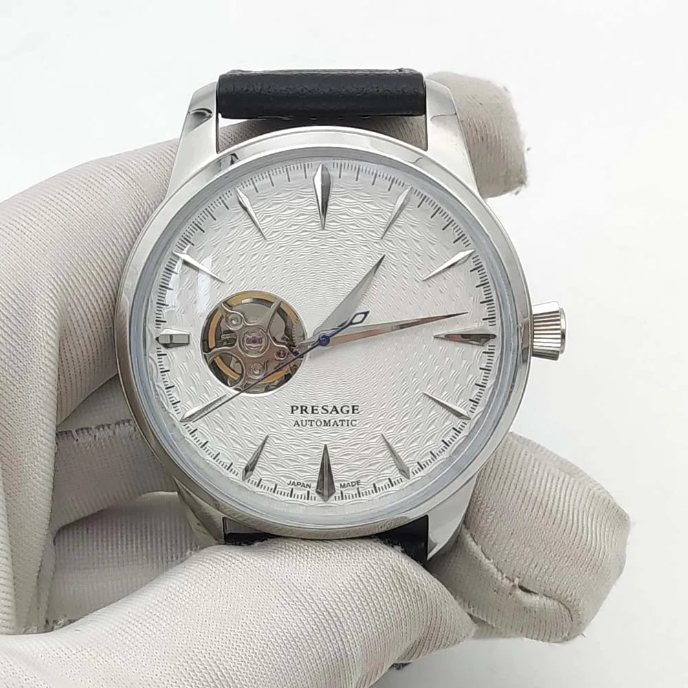Men's Fashion Mechanical Watch NH38 Skeleton Dial Design Vintage Round Case Transparent Cover Men's Watch