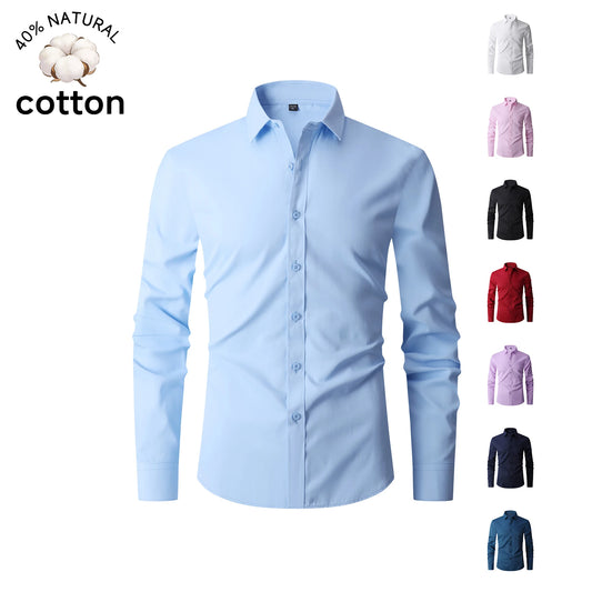 Good Quality Summer Cotton Men's Long Sleeve Business Shirt Formal Perfect Office Party Daily Wear Dress Shirts Plus Size M-8XL