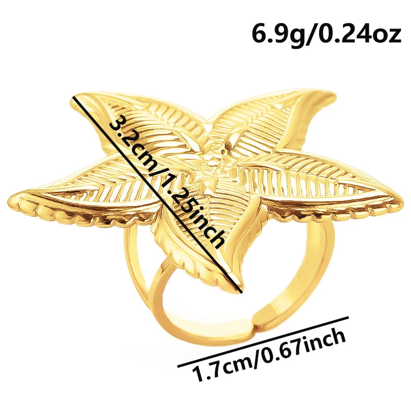 Fashion 5pcs/lot Marine Jewelry Sea Animals Conch Starfish Shell Rings Stainless Steel Rings Jellyfish Scallop Oceans Women Gift
