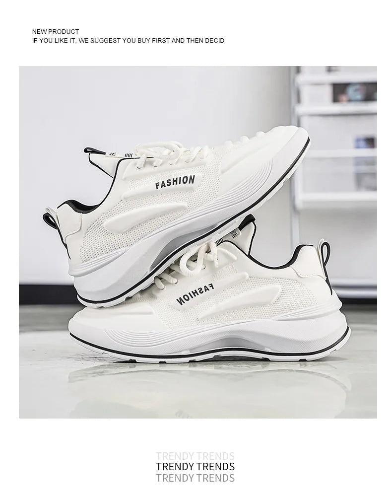 Summer 2026 Men's Thick Sole Sneakers Breathable Casual Running Shoes Streetwear Lightweight Trendy Footwear