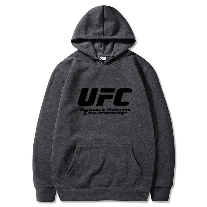 2026 New UFC Men's Hooded Sweatshirt Autumn Winter Polar Print Casual Sports Hooded Sweat BAZAARHUBO