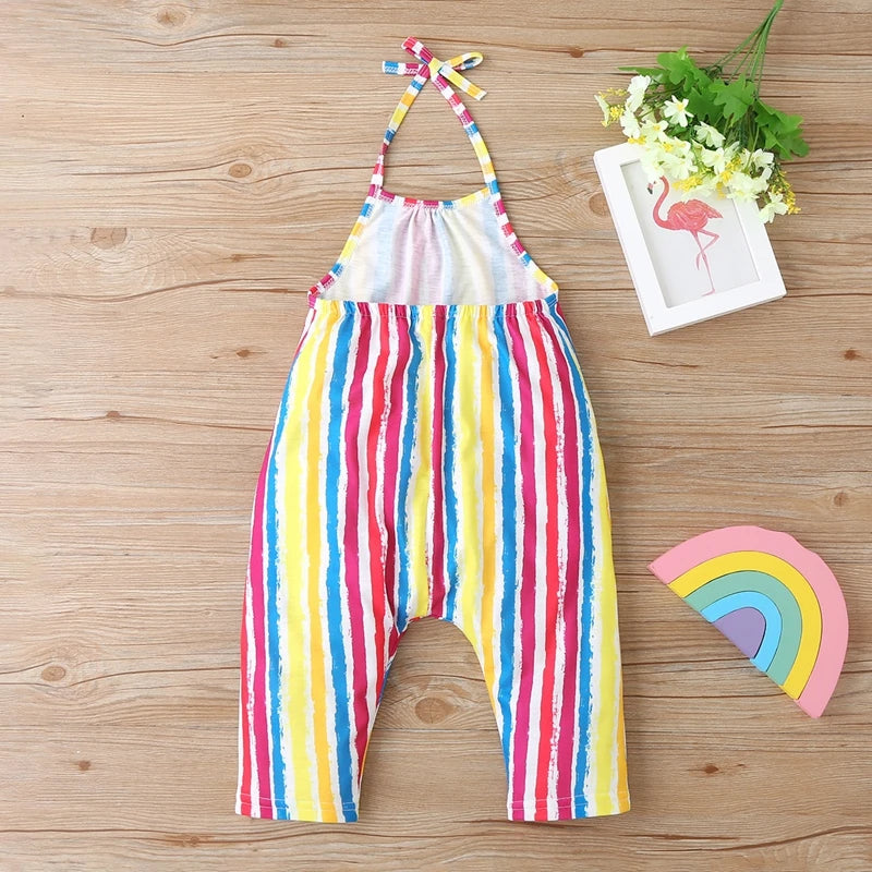 New Fashion Kids Baby Girls Strap Cotton Romper Toddler Sling Jumpsuit Harem Trousers Lace Up Sport Casual Loose Summer Clothes