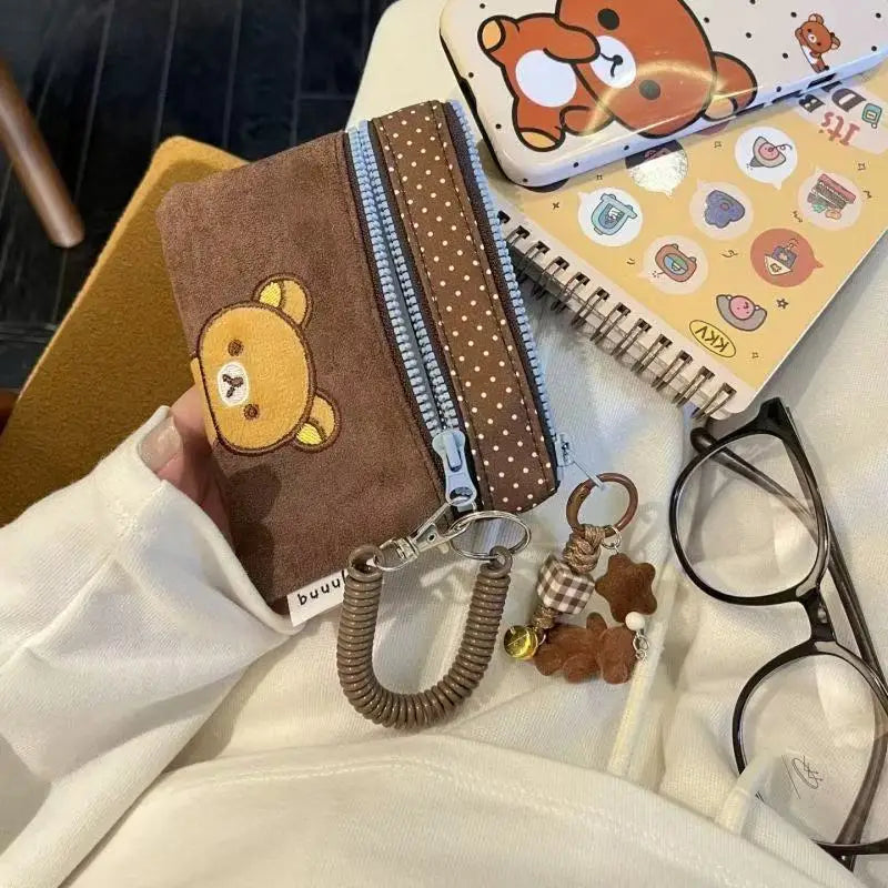 New Original Embroidered Bear Passport Bag Versatile Large-capacity Document Storage Bag Portable Travel Coin Purse Cute Gift