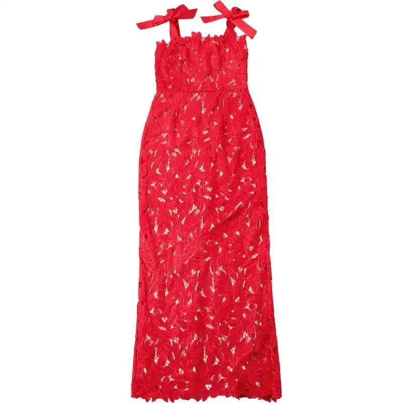 Townlike Hollow Out Slim Bodycon Christmas Dress Women 2024 Summer Dress Bow Embroidery Maxi Long Sexy Party Dresses