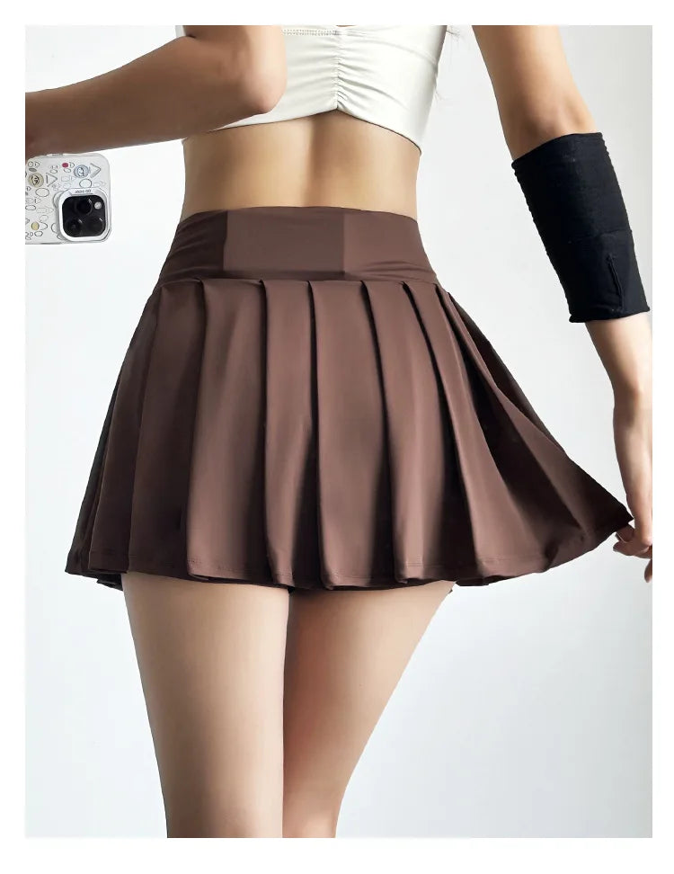 Sports short skirt women summer anti-walk yoga pants running fitness clothes quick dry breathable high waist pleated skirt