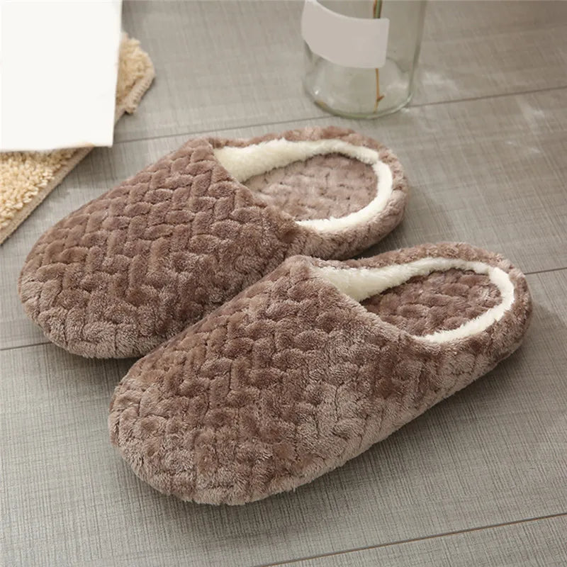 New Soft Sole Slippers Women Men Indoor Floor Flat Shoes Spring Autumn Winter Warm Home Cotton Plush Suede