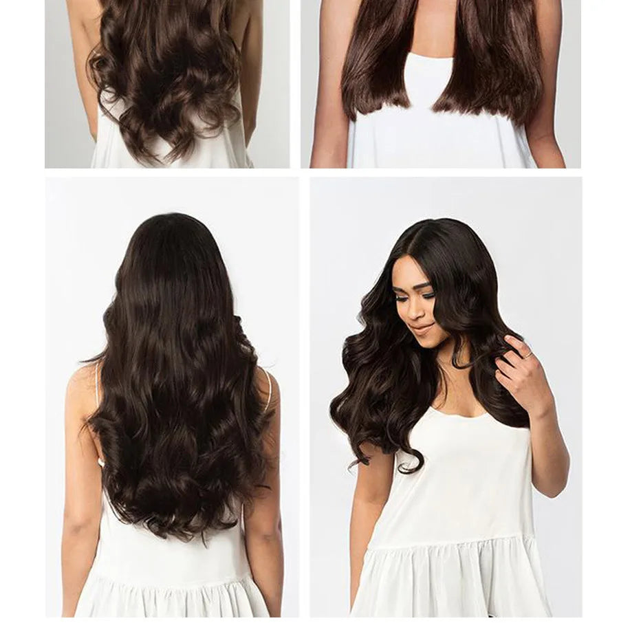 22 Inches Synthetic Long Straight Hairstyle 16 Clips 6Pcs/Set Hair Extensions Blonde Black Hairpieces Heat Resistant For Women