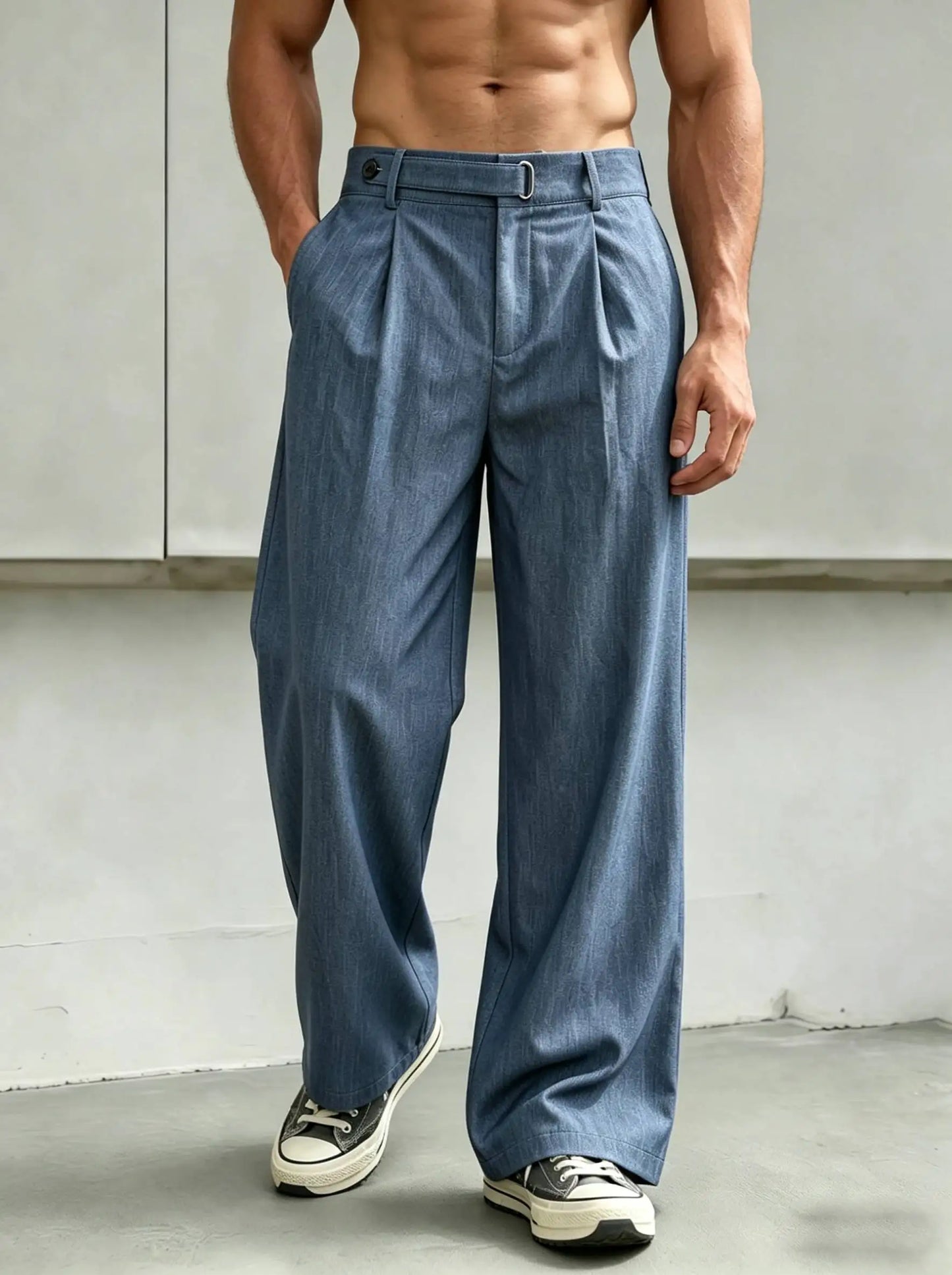 Men's Summer Thin Wide Leg Casual Pants, Textured Versatile Commuter Trousers