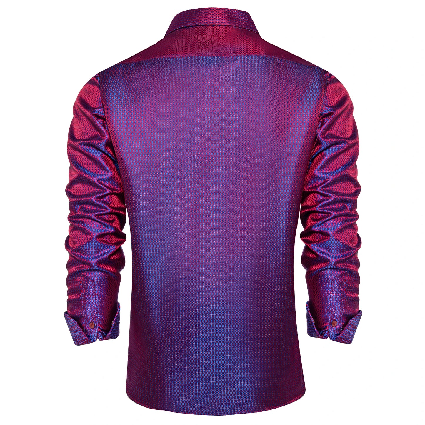 Luxury Purple Paisley Polyester Shirts for Men Long Sleeve Wedding Prom Men Clothing Button Down Collar Social Dress Shirt