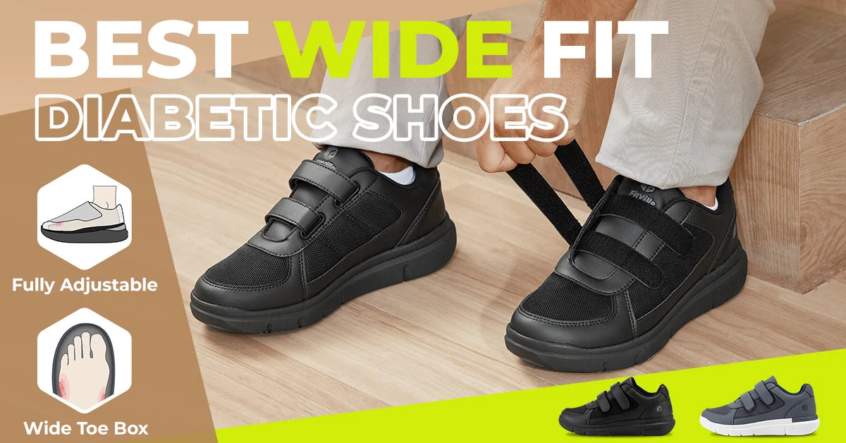 FitVille Mens Diabetic Shoes Extra Wide Width Diabetic Shoes for Men for Neuropathy Swollen Feet Shoes Pain Relief with Closure