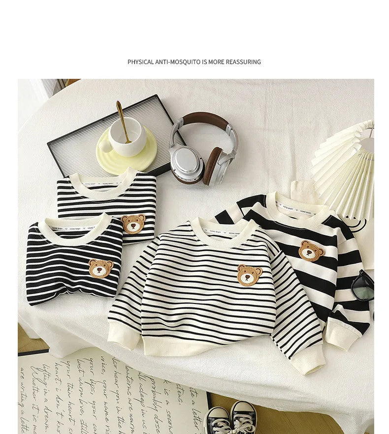 T-shirt Elastic Sweater Long Sleeve Pullover Tops Baby Children Clothing Children's Sweatshirt Kids Clothes Boys Girls BAZAARHUBO