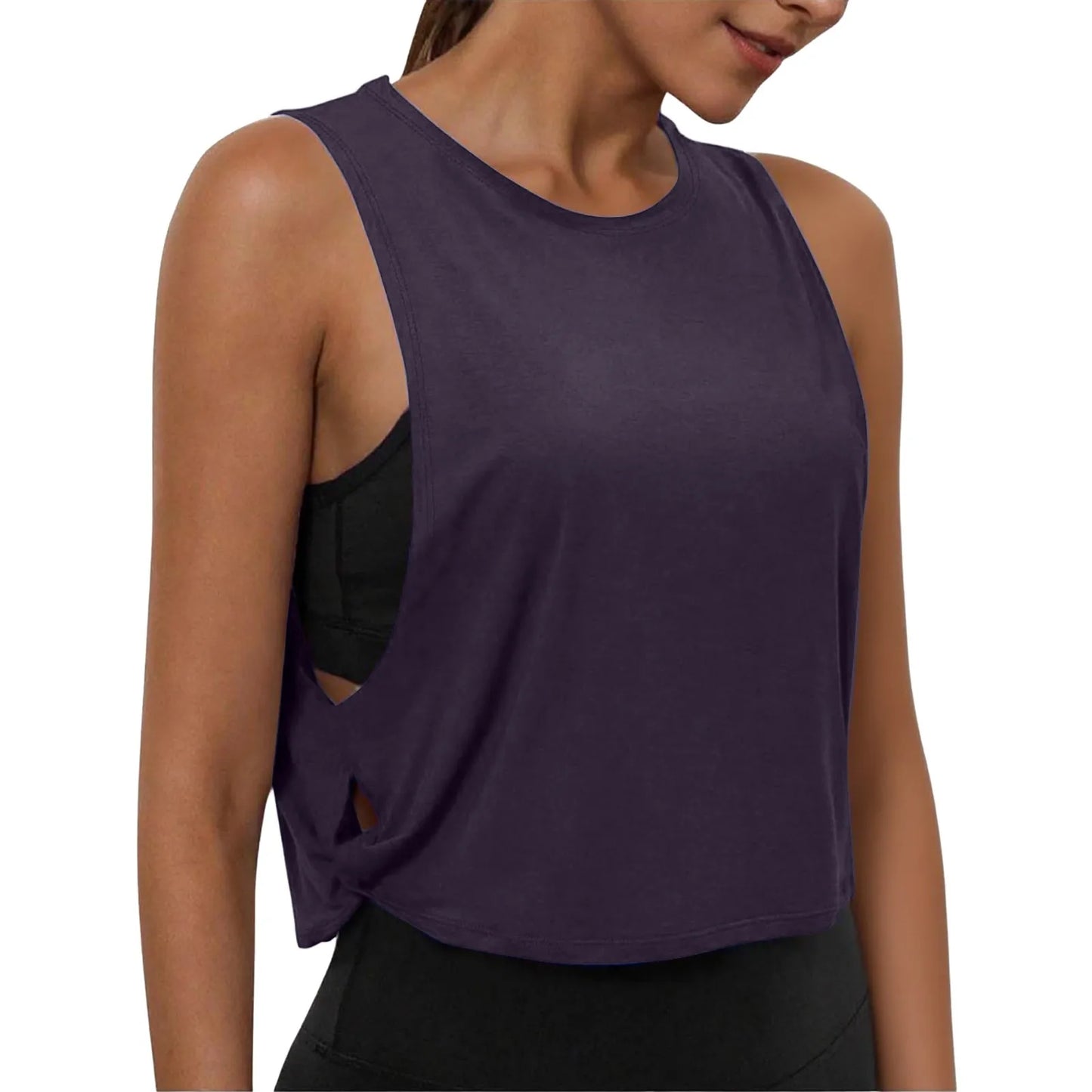 Women Sleeveless Yoga Top Breathable Gym Vest Tank Crop Top Running Tee