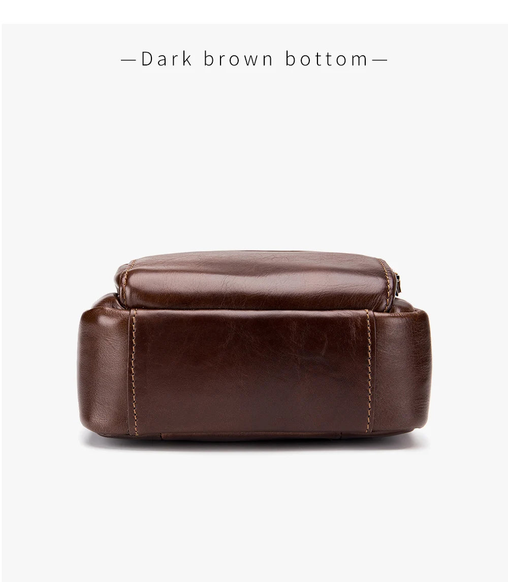 Cowhide men's small shoulder bag with top layer, cowhide single shoulder diagonal cross bag, fashionable and sporty small bag