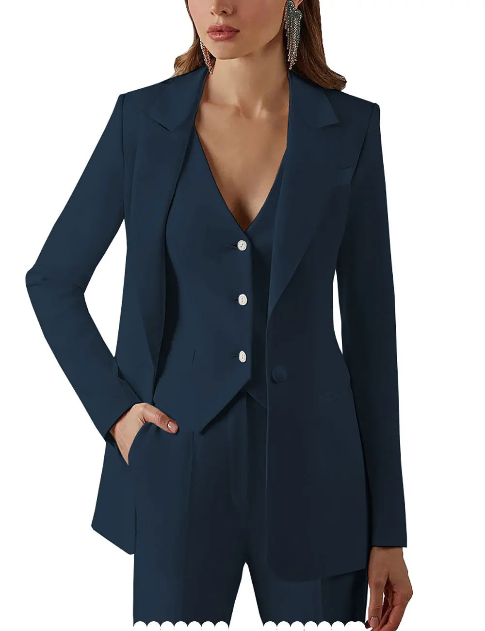 Womens Suits for Office Work 3 Pieces Set Lady Blazer Business Suit Set Work Pant Vest Jacket (Blazer+Vest+Pants)