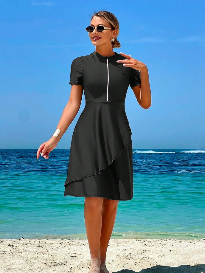 New Cover Ups Sexy Swimsuit Women Summer Bathing Suit Bikini Set Short Sleeve Swimwear Women Beach Swimming Suit For Female