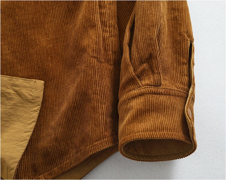 Reversible A+B fabric outdoor functional cargo jacket men's loose pocket lapel retro American casual jacket