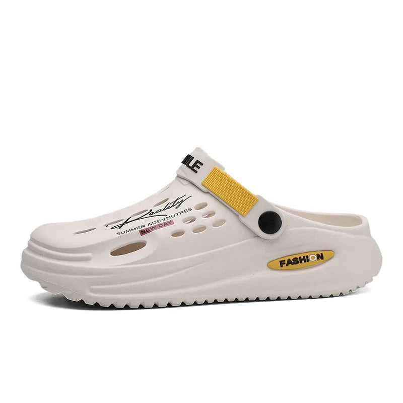 Summer Sandals for Men Massage Casual Slippers Non-Slip Slides Men's Sandals Indoor Outdoor Hole Beach Shoes Larger Size