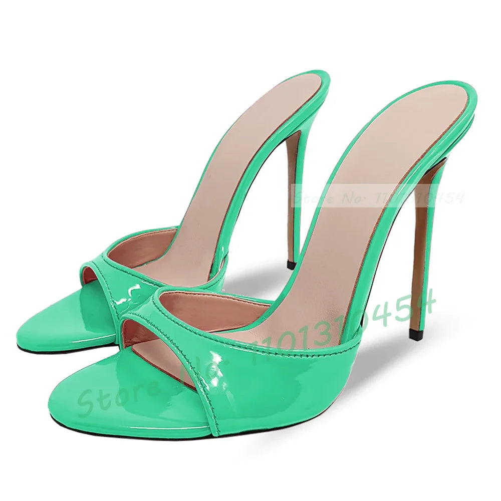 Snake Print Round Open Toe Slippers Women Casual Solid Outdoor Stiletto High Heels Shoes Female Customize Elegant Dress Slides