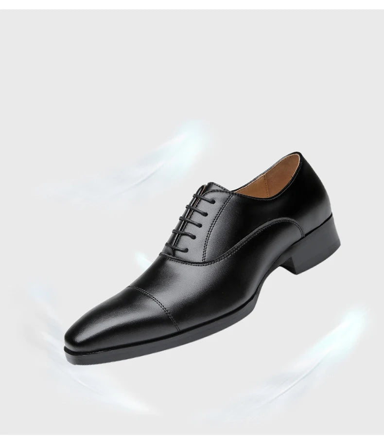 Genuine Leather Mens Dress Shoes Black Formal Social Shoe Male Business Wedding Derby for Man Luxury Italian Oxford Loafers 2024