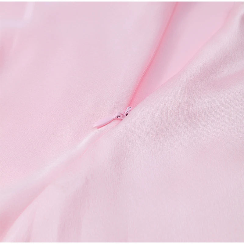 Elegant Satin Pink Women's Long Dresses Fashion Sleeveless Backless Slim Fit Hem Midi Dress Summer Female Holiday Robes 2026