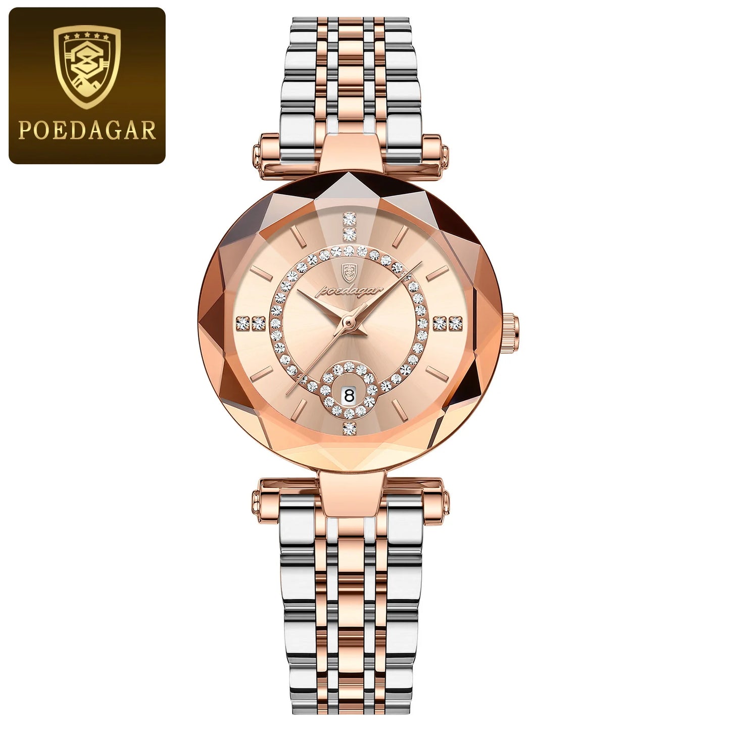 POEDAGAR Luxury Fashion Women Watches Waterproof Stainless Steel Date Diamond Ladies Watch High Quality Quartz Woman Wristwatch