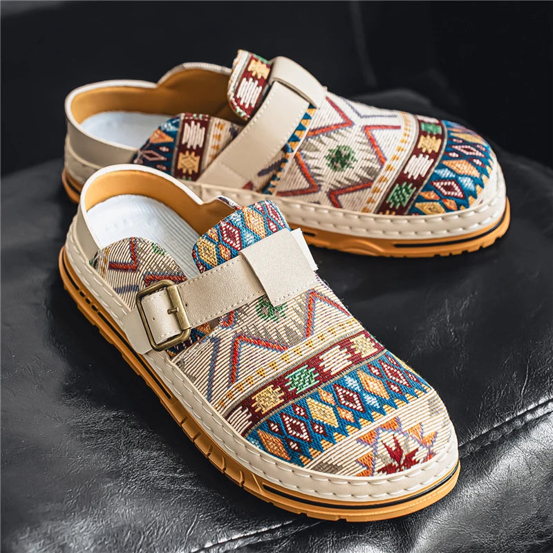 Men's Wide-Toe Round-Toe Sandals Casual Shoes for Spring and Summer, Versatile Commuter Slippers, One-Step Lazy Trendy Footwear