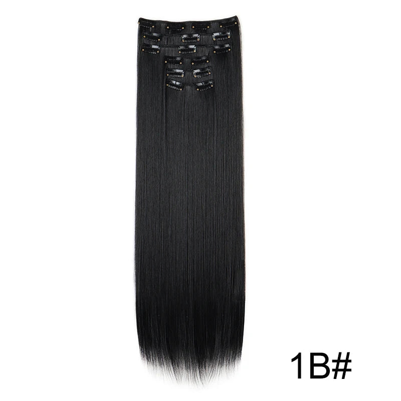 WIGSIN Synthetic 6pcs/set Long Straight Clip-in Hair Extension Invisible Seamless Extension Black Brown Hairpiece for Women