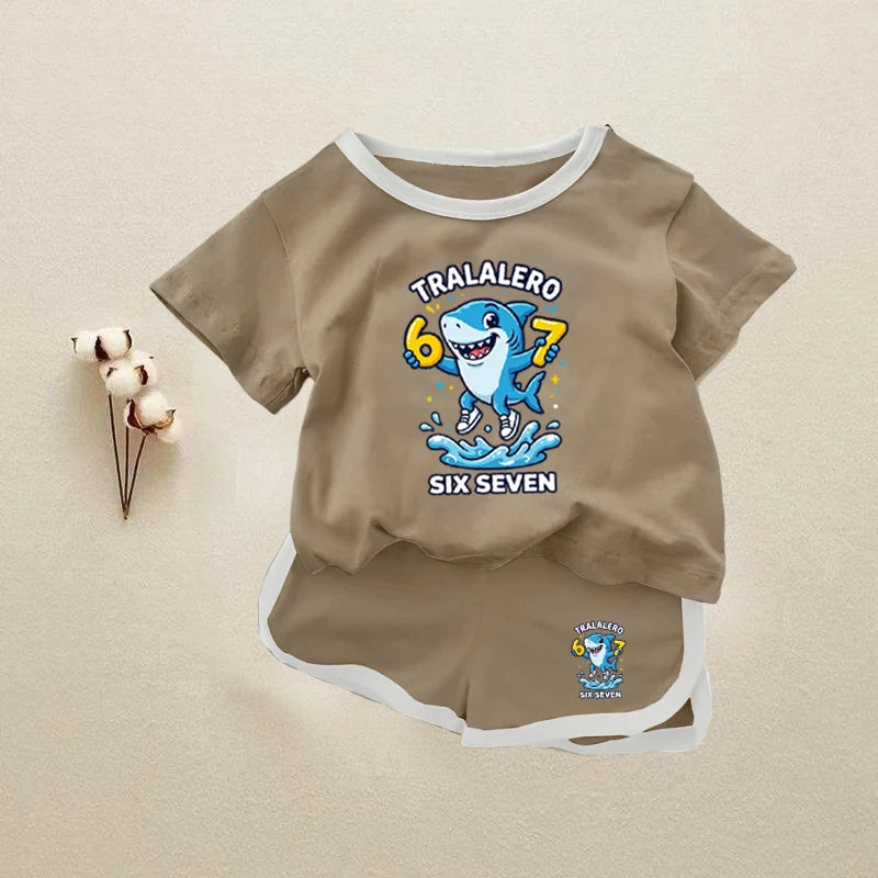 Kids Clothes Sets 2026 Summer Baby Boys Girls 67 Six Seven Short Sleeves T-Shirt+Shorts 2 Piece Outfit Children Casual Tracksuit