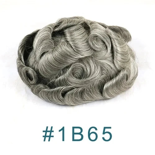 0.02mm Super Ultra Thin Skin 80% Density Natural Hairline Men Toupee Blonde Brown Grey Human Hair Undetected Capillary Prosthesi