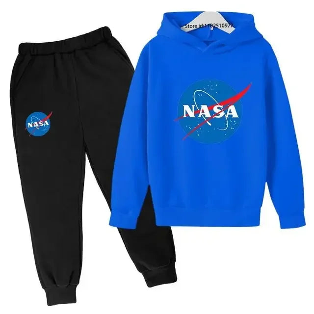 Casual Spring Autumn 2pcs Hoodie+jogging Pants Kids NASA Fashion Tracksuits 3-13 Years Boys Girls Trend Outfits Children Clothes