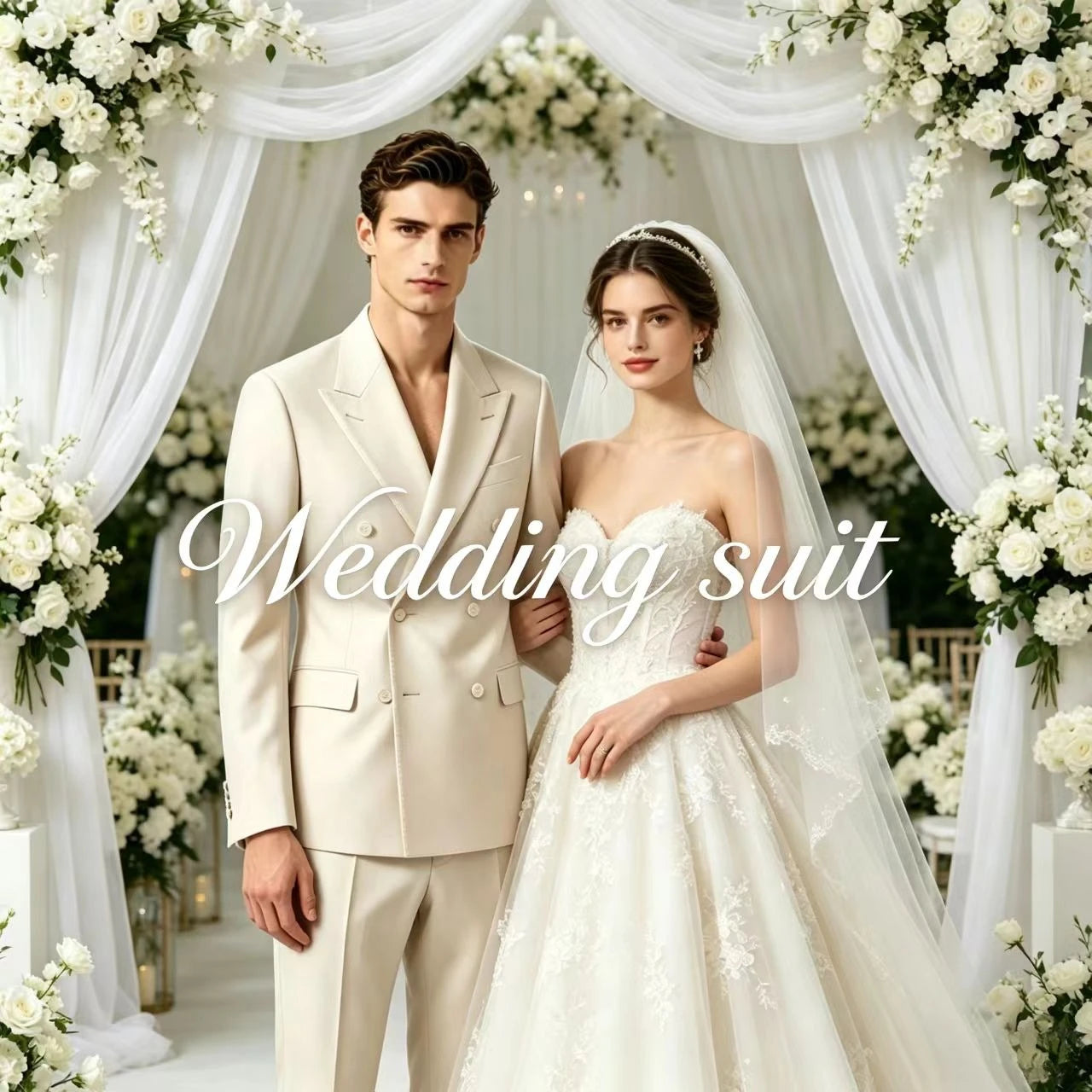 Men Double Breasted Suits For Wedding High Quality Slim Fit 2 Pieces Set Elegant Jackets Pants Blazers Fashion Classic Formal