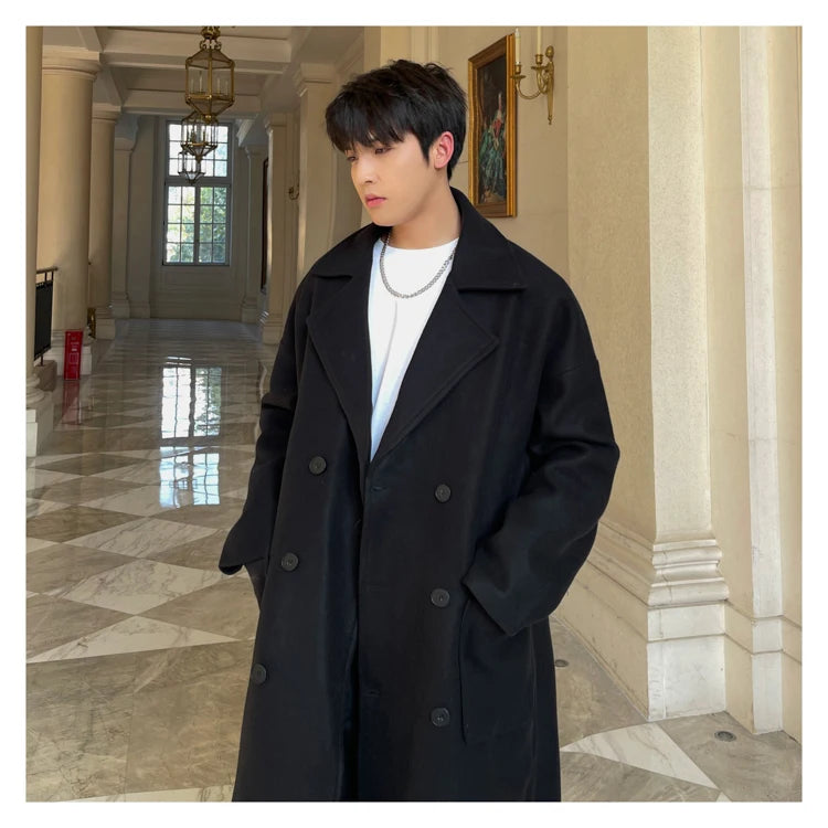 Long Coats Men chamarras para hombre Woolen Jackets winter coat men Trench Male Vintage Loose Heavy Jackets Men Leisure Overcoat